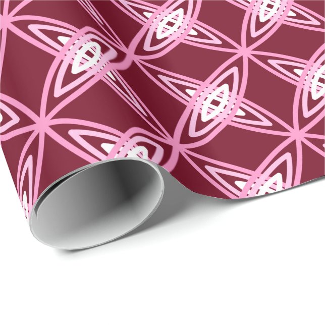 Mid Century Modern Atomic Print - Burgundy Wine Wrapping Paper (Roll Corner)