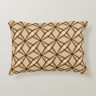 Mid Century Modern Atomic Print - Camel Tan Decorative Pillow