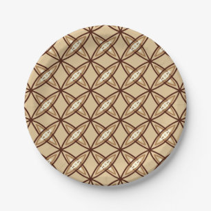 Mid Century Modern Atomic Print - Camel Tan Paper Plate