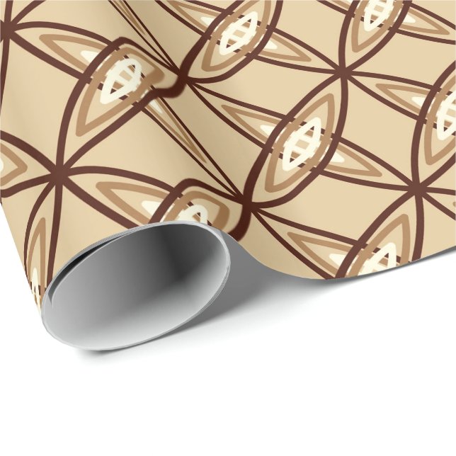 Mid Century Modern Atomic Print - Camel Tan Wrapping Paper (Roll Corner)