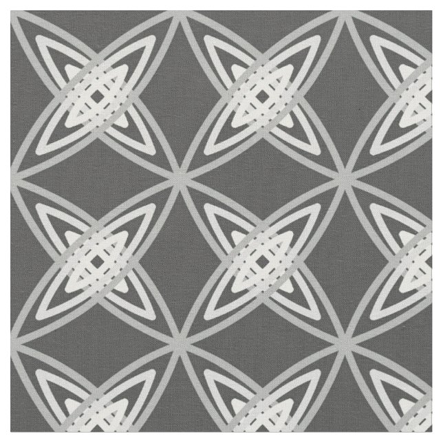 Mid Century Modern Atomic Print - Charcoal Grey Fabric (Close Up)