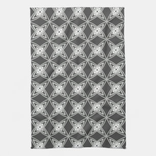 Mid Century Modern Atomic Print - Charcoal Grey Kitchen Towel