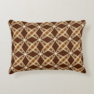 Mid Century Modern Atomic Print - Chocolate Brown Decorative Pillow