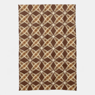 Mid Century Modern Atomic Print - Chocolate Brown Kitchen Towel