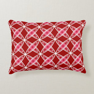 Mid Century Modern Atomic Print - Dark Red Accent Pillow