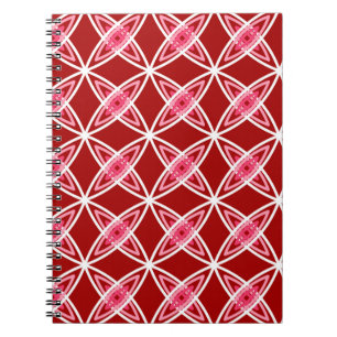 Mid Century Modern Atomic Print - Dark Red Notebook