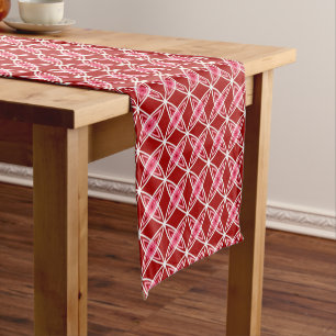 Mid Century Modern Atomic Print - Dark Red Short Table Runner