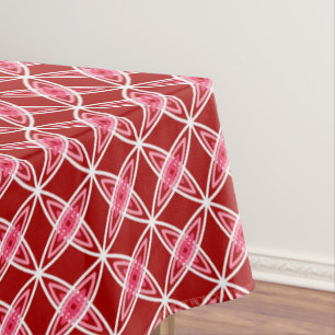 Mid Century Modern Atomic Print - Dark Red Tablecloth