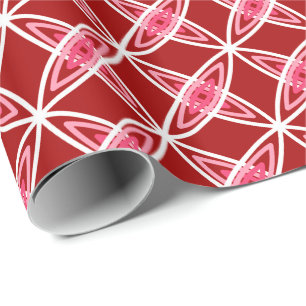 Mid Century Modern Atomic Print - Dark Red Wrapping Paper