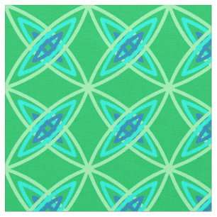 Mid Century Modern Atomic Print - Jade Green Fabric