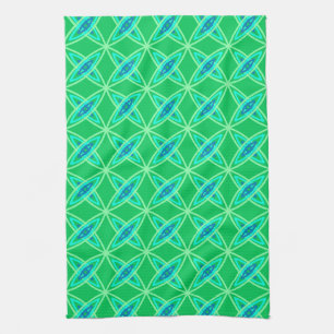 Mid Century Modern Atomic Print - Jade Green Kitchen Towel