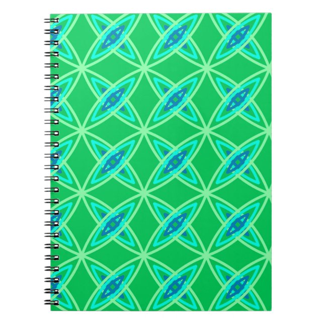 Mid Century Modern Atomic Print - Jade Green Notebook (Front)