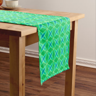 Mid Century Modern Atomic Print - Jade Green Short Table Runner