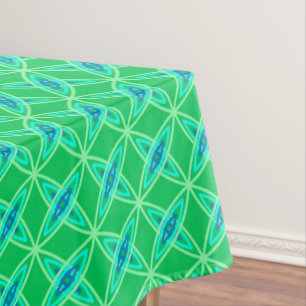 Mid Century Modern Atomic Print - Jade Green Tablecloth