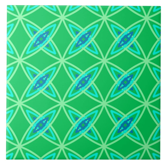 Mid Century Modern Atomic Print - Jade Green Tile (Front)