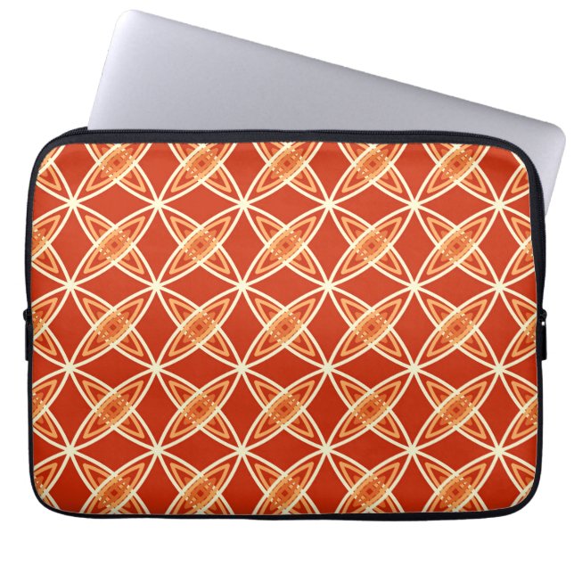 Mid Century Modern Atomic Print - Mandarin Orange Laptop Sleeve (Front)