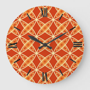 Mid Century Modern Atomic Print - Mandarin Orange Large Clock
