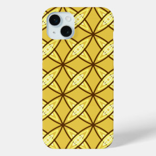 Mid Century Modern Atomic Print - Mustard Gold iPhone 15 Mini Case