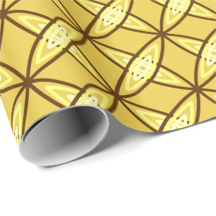 Mid Century Modern Atomic Print - Mustard Gold Wrapping Paper