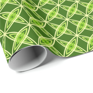 Mid Century Modern Atomic Print - Olive Green Wrapping Paper