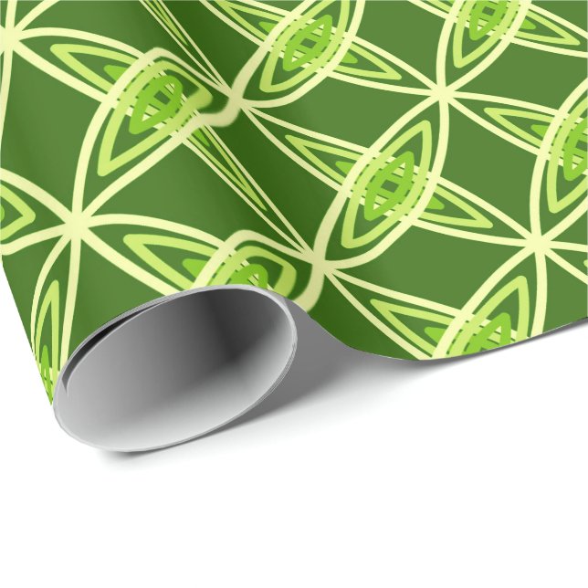 Mid Century Modern Atomic Print - Olive Green Wrapping Paper (Roll Corner)