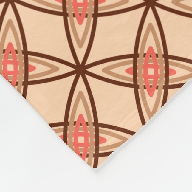 Mid Century Modern Atomic Print - Pastel Peach Fleece Blanket (Corner)
