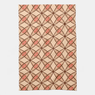 Mid Century Modern Atomic Print - Pastel Peach Kitchen Towel