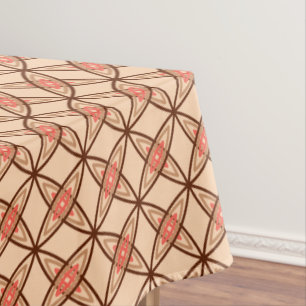 Mid Century Modern Atomic Print - Pastel Peach Tablecloth