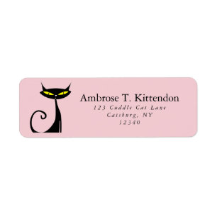Mid Century Modern Atomic Retro Black Cat Pink