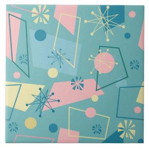 Mid-Century Modern Atomic Retro Design in Teal Tile