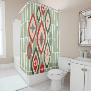 Mid Century Modern Atomic Shapes Green, Red