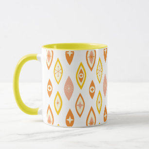 Mid Century Modern Atomic Shapes Orange, Yellow Mug