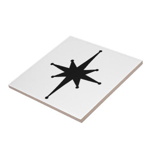 Mid Century Modern Atomic Starburst Black White Tile