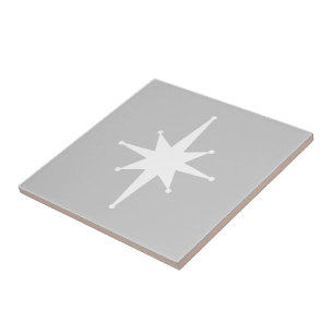 Mid Century Modern Atomic Starburst Grey and White Tile