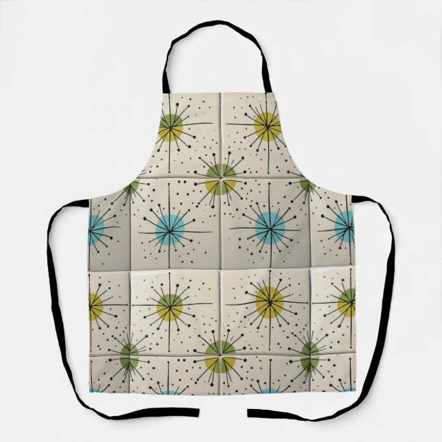 Mid Century Modern Atomic Starburst Pattern Apron (Front)