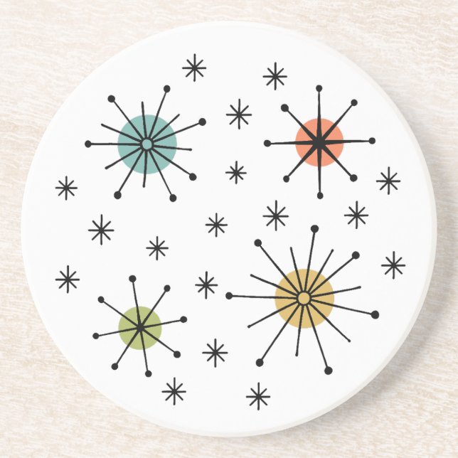 Mid Century Modern Atomic Starburst Pattern Coaster (Front)