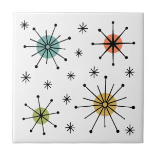 Mid Century Modern Atomic Starburst Pattern Tile
