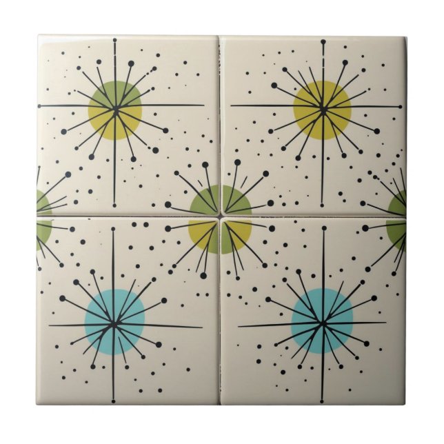 Mid Century Modern Atomic Starburst Pattern Tile (Front)
