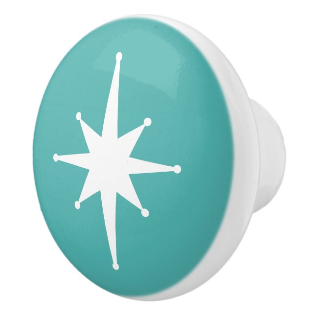 Mid Century Modern Atomic Starburst Retro Minimal Ceramic Knob (Right)