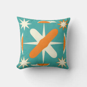 Mid Century Modern Atomic Starburst Throw Pillow