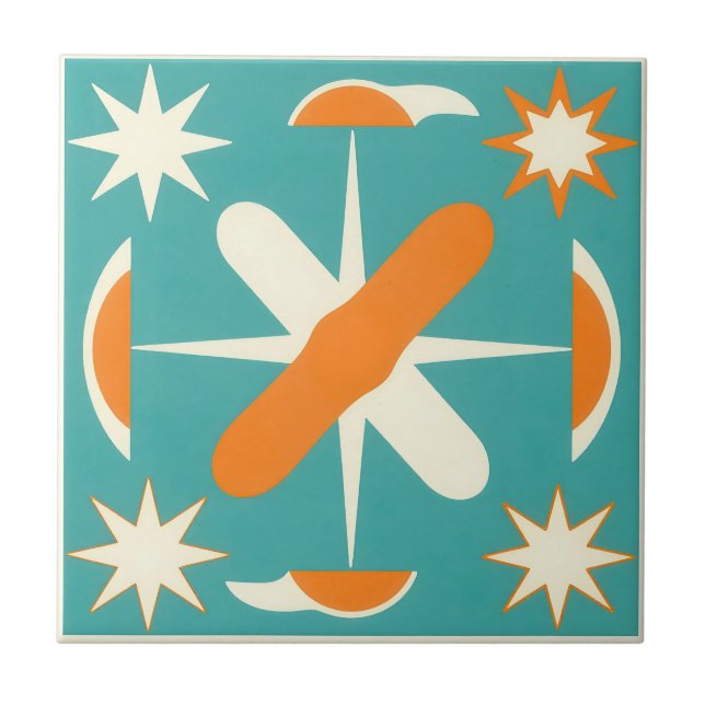 Mid Century Modern Atomic Starburst Tile (Front)