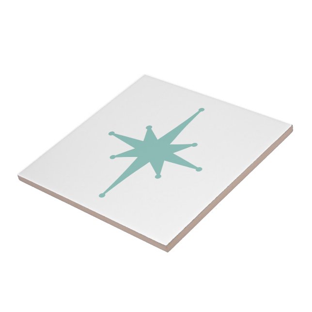 Mid Century Modern Atomic Starburst Turquoise Teal Tile (Side)