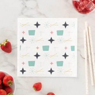 Mid Century Modern Atomic Stars Napkin