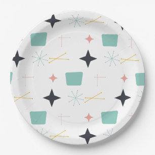 Mid Century Modern Atomic Stars  Paper Plate
