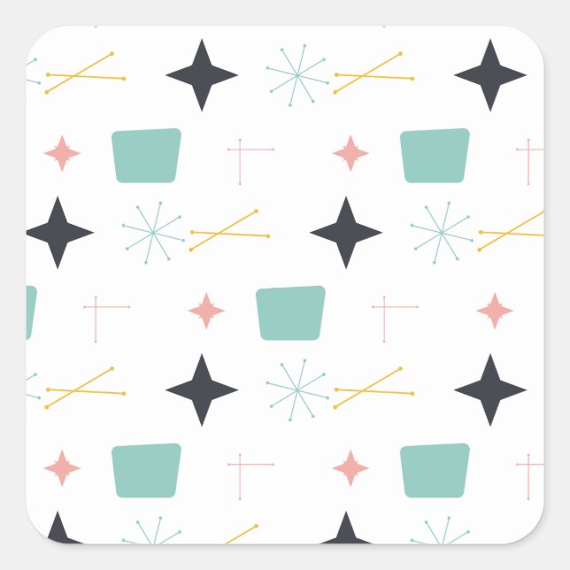 Mid Century Modern Atomic Stars  Square Sticker (Front)