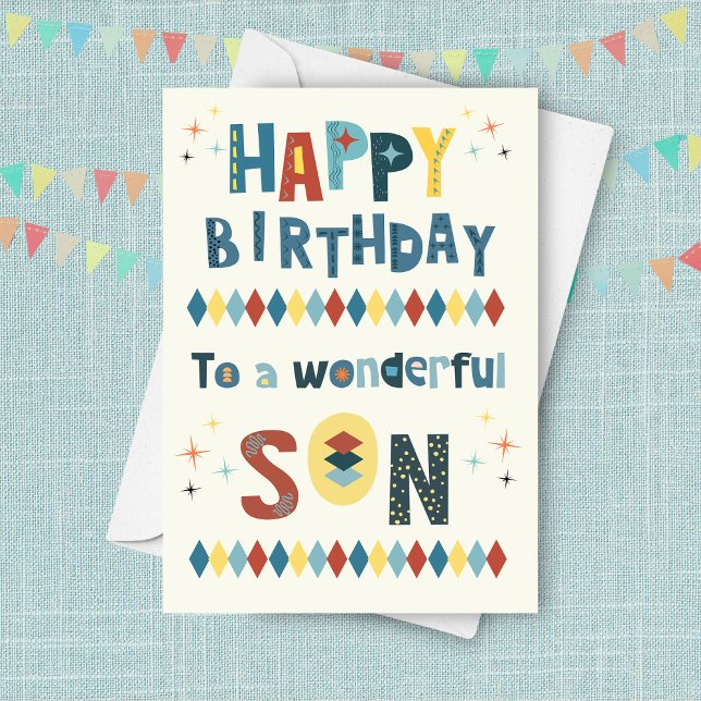 Mid-Century Modern Atomic Vintage Son Birthday Card (Creator Uploaded)