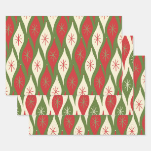 Mid-Century Modern Atomic Xmas Ornament Patterns Wrapping Paper Sheet