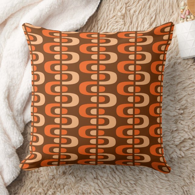 Mid-Century Modern Atomic Zipper Pattern Throw Pillow (Blanket)