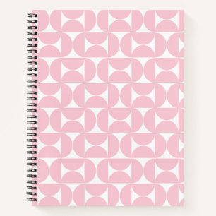 Mid Century Modern Baby Pink And White Pattern Notebook
