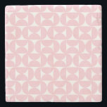 Mid Century Modern Baby Pink And White Pattern Stone Coaster<br><div class="desc">Retro Mid Century Modern Pattern – Abstract Geometric Shapes – Cute and Minimalist Pattern in Baby Pink.</div>